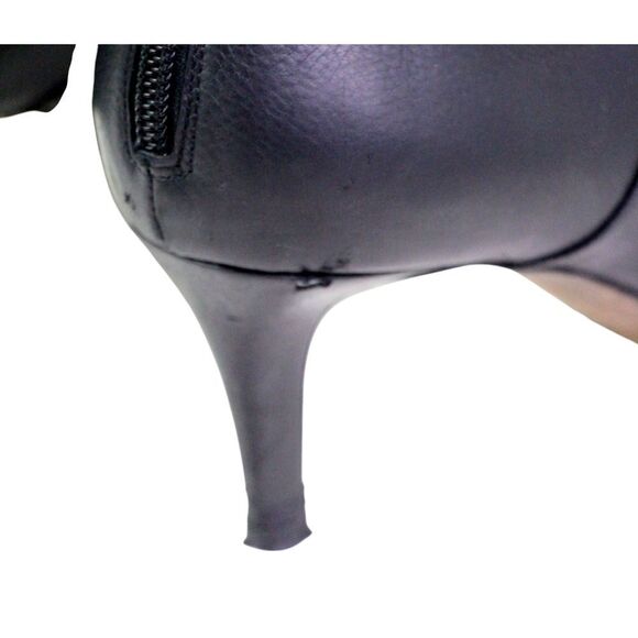 Jimmy Choo BLACK REAL LEATHER MID HEEL ROUND TOE ZIP BACKSIDE ANKLE BOOTS 37.5 - Picture 8 of 16